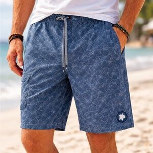 Men’s Swim Trunks Laird Hamilton Performo II Boardshorts Coral Print Navy 33
